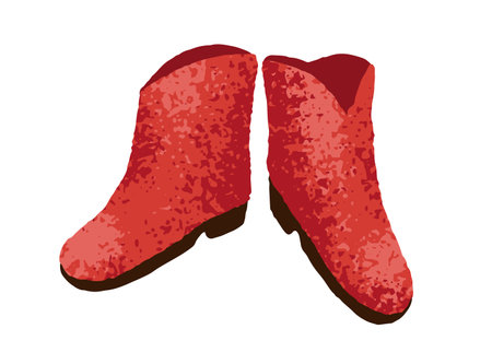 Rubber gum boots, stylish waterproof footwear for rain, wet weather. Gumboots, galoshes pair, short wellies for autumn. Trendy rainboots. Flat vector illustration isolated on white backgroundのイラスト素材