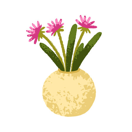 Field flowers in vase. Gentle wildflowers. Summer floral blooms, meadow blossoms, delicate bouquet. Charming tender posy, buds and leaves. Flat vector illustration isolated on white backgroundのイラスト素材