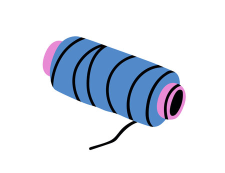 Thread spool, reel. Sewing bobbin. Rolled string, fibre for needlework, dressmaking. Handicraft, needlecraft accessory. Flat graphic vector illustration isolated on white backgroundのイラスト素材