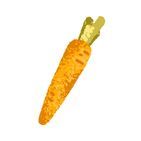 Carrot, fresh crunchy vegetable. Orange carotene tuber with green top leaf. Organic natural vitamin food, healthy eating. Agriculture crop. Flat vector illustration isolated on white backgroundのイラスト素材