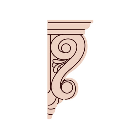 Greek architecture element, volute in classic ancient Greece style. Spiral decoration from old historic Athens. Antique adornment, ornament. Flat vector illustration isolated on white backgroundのイラスト素材