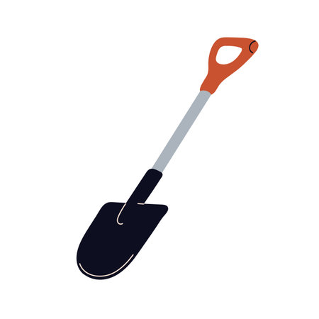 Spade, shovel, gardening hand tool icon. Digging agricultural equipment for planting and farming work. Digger gear, appliance. Flat vector illustration isolated on white backgroundのイラスト素材