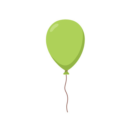 Balloon flying up with string, floating in air. Festive decoration, baloon soaring. Helium ballon, decor for holiday party. Flat graphic cartoon vector illustration isolated on white backgroundのイラスト素材