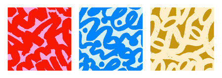 Abstract pattern design set. Seamless texture background with modern doodles, scribbles,...
