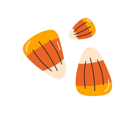 Jelly candies. Gummy sweets, soft sugar marmalade treats with caramel flavor. Gum confectionery, gelatin snack, bite food. Flat graphic vector illustration isolated on white backgroundのイラスト素材