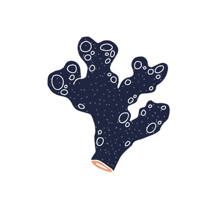 Coral reef branch. Sea underwater sponge fauna. Exotic tropical marine plant with thick tube structure. Undersea under water natural element. Flat vector illustration isolated on white backgroundのイラスト素材