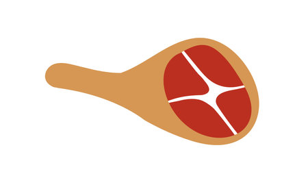 Red meat leg. Raw ham, shank with bone and marbling cut for cooking. Fresh shin slice, piece, protein and fat nutrition, food product. Flat graphic vector illustration isolated on white backgroundのイラスト素材