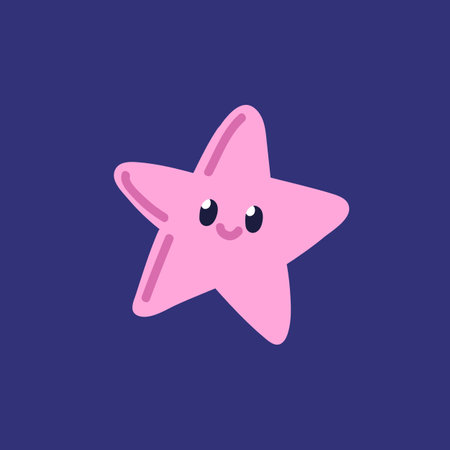 Starfish, cute marine animal. Adorable kawaii star fish with happy smiling face. Sea character...