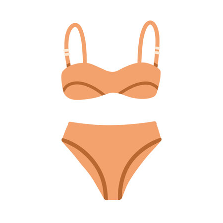 Women lingerie, top and bottom, bra and panties. Modern bikini-style underclothes. Feminine underwear. Female underpants, comfortable apparel. Flat vector illustration isolated on white background.のイラスト素材