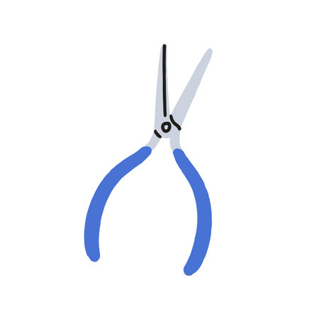 Needle-nose pliers, long snips, hand manual tool for precise cut, bend and repair. Grip handtool for DIY, craft, household, needlework. Flat vector illustration isolated on white backgroundのイラスト素材