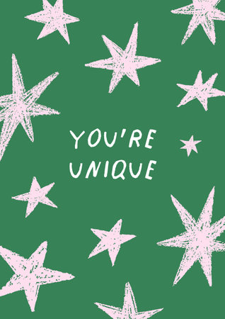 Stars, framed poster background. Modern doodle-style card with inspirational phrase, lettering and...