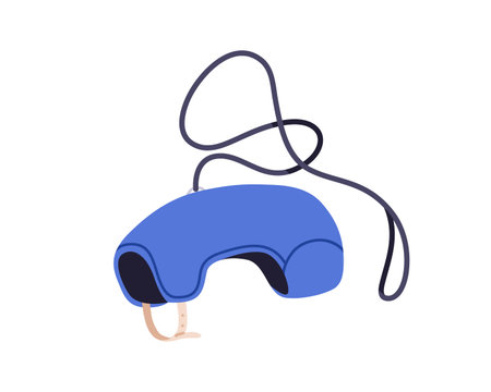 Dog muzzle, anti-biting, barking protection, nose tool. Protective canine accessory, restraint, dangerous snout control and safety. Pet supplies. Flat vector illustration isolated on white backgroundのイラスト素材