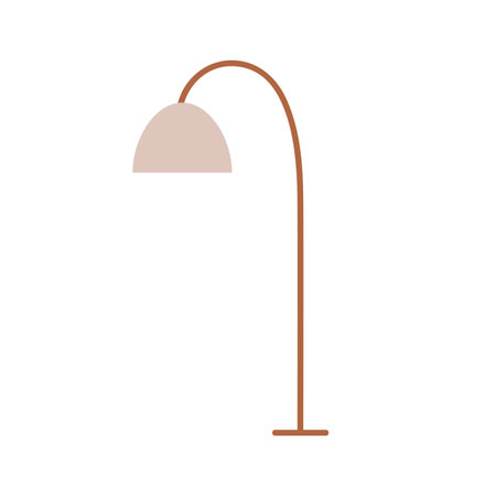 Floor lamp, cozy home interior lighting. Accent illumination for Scandinavian room in minimalist style. Luminaire decor, electric decoration. Flat vector illustration isolated on white backgroundのイラスト素材