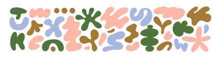 Abstract organic fluid shapes set. Modern liquid doodle forms, natural curvy design elements....
