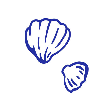 Scallop shells, doodle sketch drawing in Dolce vita style. Seashells, mollusks. Sea coastal...