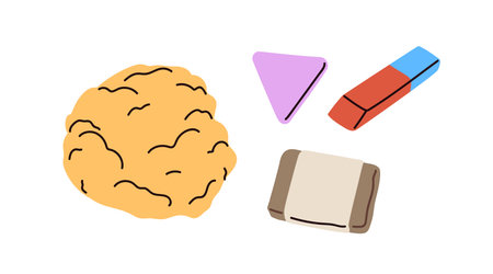 Erasers set. Different types, kneaded, for pencil, double red and blue, hard and soft rubber blocks....