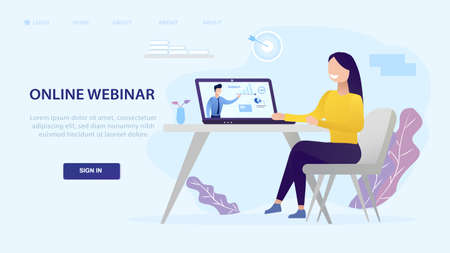 Education online training courses vector illustration. tutorials e-learning concept. distance internet studying banner. skill development. flat cartoon design for mobile and webのイラスト素材