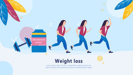 Sport Nutrition Supplements for Energy Revival After Hard Training Trendy Flat Vector Ad Banner, Promo Poster Template. Woman, Female Athlete Drinking Protein Shake After Workout in Gym Illustrationのイラスト素材