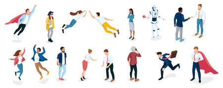 Diverse business people. Emotions and different positions.のイラスト素材