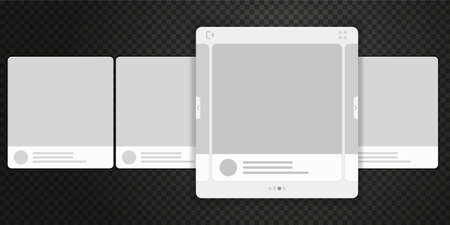 Mobile page with interface carousel post on social network. Vector illustrationのイラスト素材