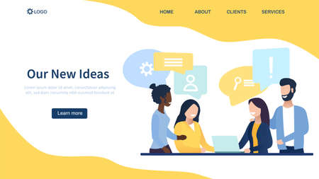 Vector creative illustration of business graphic, company is engaged in joint construction of column graphs, rise career to success, abstract head of person filled with ideas thoughts and analyticsのイラスト素材