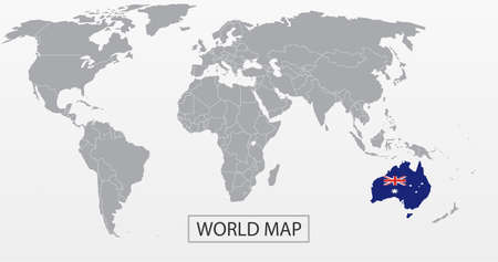 Australia flag map icon. concept national symbol, logo illustration design, vector imageのイラスト素材