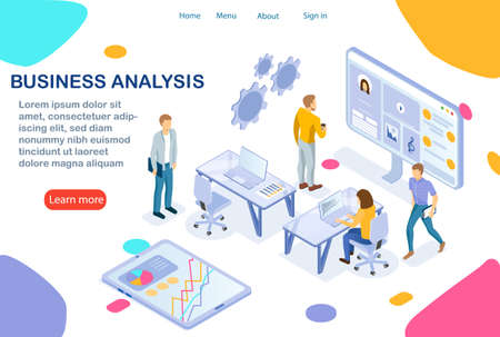 Business analysis is the key to a successful project. Hard work, conscientiousness, responsibility, deadline control and new approaches and technologies Helps analyze the challenges of today marketのイラスト素材