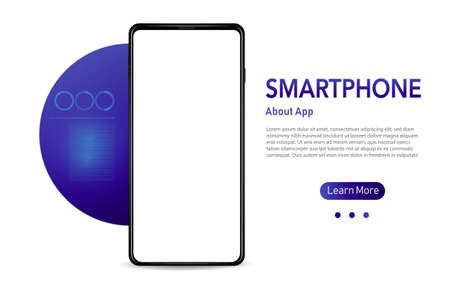 Smartphone frame less blank screen, Realistick cell phone can be a template for infographics or presentation of interface. Smartphone perspective view. Vector Illustration UI UX designのイラスト素材