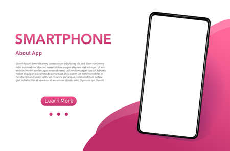 Smartphone with blank screen with pink tones Realistick cell phone can be a template for infographics or presentation of interface. Frame less smartphone. Vector Illustration UI UX designのイラスト素材