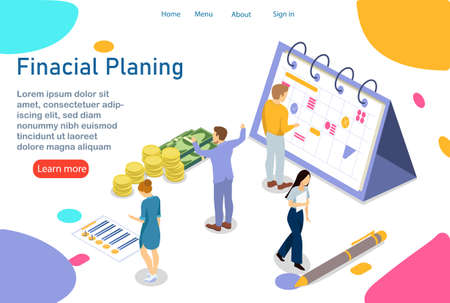 Financial Planing. Teamwork concept. Planing calendar, checklist. Professionals plan for profitable articles. Office routine, everyone tries to make it to the deadline.のイラスト素材