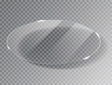 Realistic Glass plate of rectangular shape on transparent background. Acrylic and glass texture with glares and light. Realistic glass window or frame. Vector Illustration 10 EPS Isolatedのイラスト素材