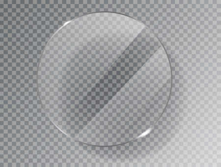 Realistic Glass plate of rectangular shape on transparent background. Acrylic and glass texture with glares and light. Realistic glass window or frame. Vector Illustration 10 EPS Isolatedのイラスト素材