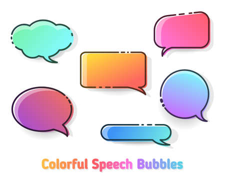 Set of bubble talk phrases Clouds for online chat with different words Suitable for dialogue to illustrate reactions. Chat baloons Colorful chat messages Vector Illustration on white background EPS 10のイラスト素材