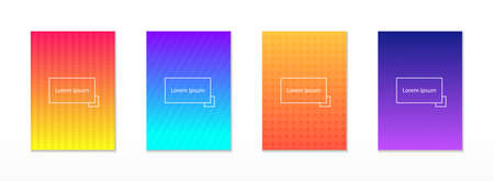 Collection of four minimal colorfull covers design with gradients. For template web design. brochure, layout, magazine, annual report, flyer in A4 with abstract circles and lines. Vector Illustrationのイラスト素材
