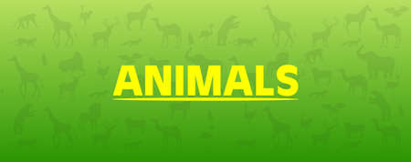 Green pattern with animal silhouettes. Vector Cartoon Flat Illustration background. Can be used for textile, website background, book cover, packagingのイラスト素材