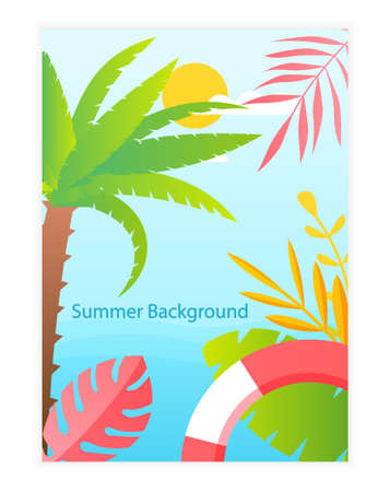 Colorful Summer Layout design Greeting Cards. Suitable for banner, cover book, poster. Easy to edit. Can be for printing or web design Light pleasant summer colors Flat Vector Illustrationのイラスト素材