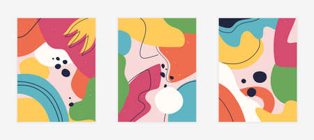 Colorful Bundle of abstract collages. Trendy hand drawn graphic design. Can be used for prints,...