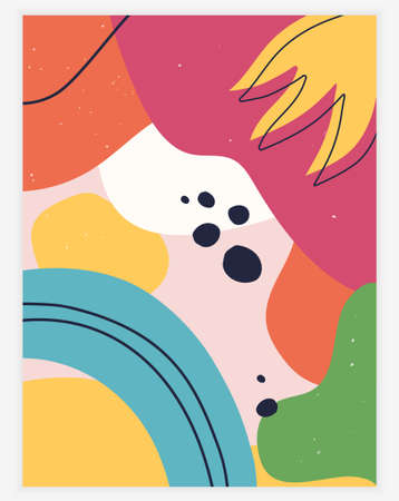 Colorful abstract collage. Trendy hand drawn graphic design. Can be used for prints, banners, flyers, postcards or book covers. Stylish template with organic textures. Vector Illustrationのイラスト素材