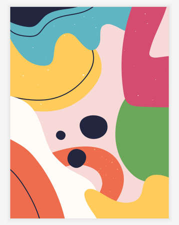 Colorful abstract collage. Trendy hand drawn graphic design. Can be used for prints, banners, flyers, postcards or book covers. Stylish template with organic textures. Vector Illustrationのイラスト素材