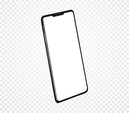 Smartphone with blank screen. Realistic cell phone can be a template for infographics or presentation of interface. Frame less smartphone perspective view. Vector Illustration UI UX designのイラスト素材