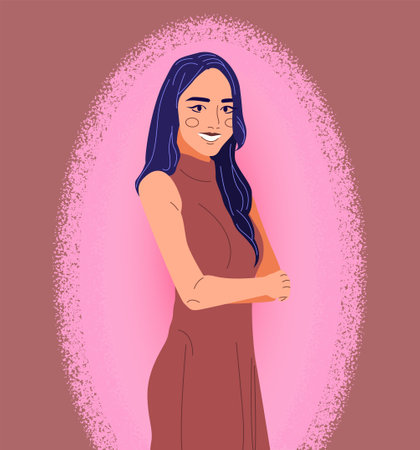 Stylish Business women. Pretty young beautiful businesswoman. Confident woman. Powerful girl. Flat Vector Illustration Cartoon Styleの写真素材