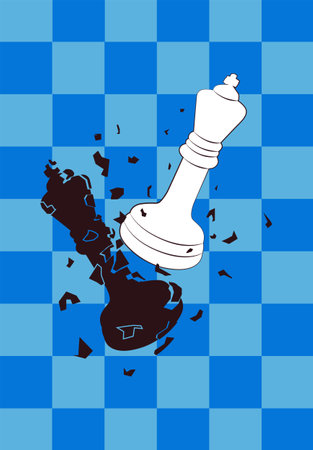 Win in chess game. King beat another king. Can be kile banner or cover. Flat Vector Cartoon Illustrationのイラスト素材