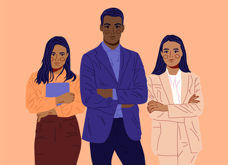 Business team ready to work. Flat Vector Illustrationのイラスト素材