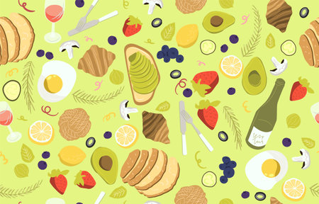 Natural healthy food banner. Diet concept. Healthy nutrition background, diet or lifestyle backdrop.Vector Illustrationのイラスト素材