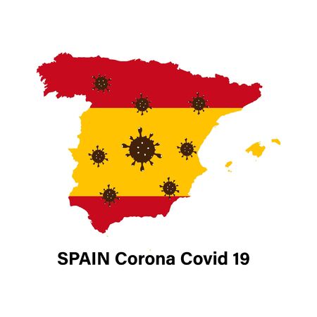 spain attacked disease corona virus banner. disaster poster pandemic lockdownのイラスト素材