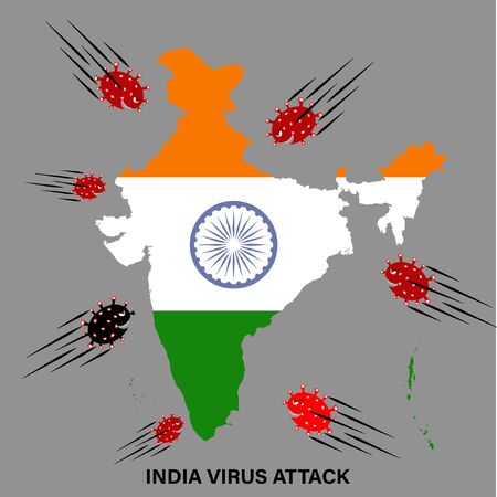 india attacked corona virus lockdown vector illustrationのイラスト素材