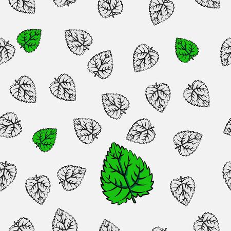 nature leaf anomaly Seamless pattern with green color and cartoon line styleのイラスト素材