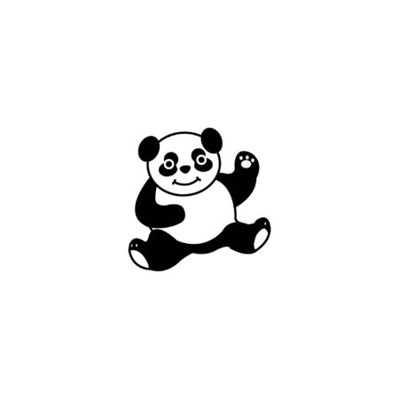 Bear doll panda logo. cute cartoon mascot simple character doodle illustrationのイラスト素材