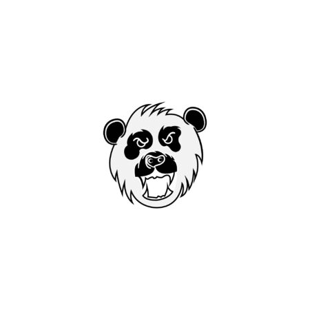 Panda Bear head logo. Vector teddy bear. Isolated mascot cartoon character doodle illustration.のイラスト素材