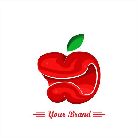 red apple logo 3 dimension , luxury mascot fruit for your company, fresh juice appleのイラスト素材